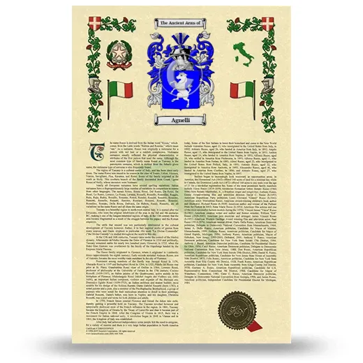Agnelli Armorial History with Coat of Arms