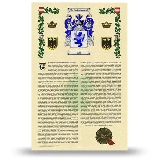 Ahl Armorial History with Coat of Arms