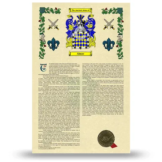 Aimar Armorial History with Coat of Arms