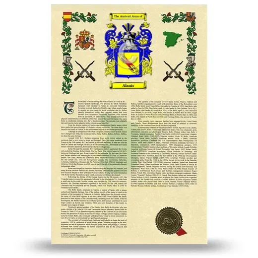 Alanis Armorial History with Coat of Arms