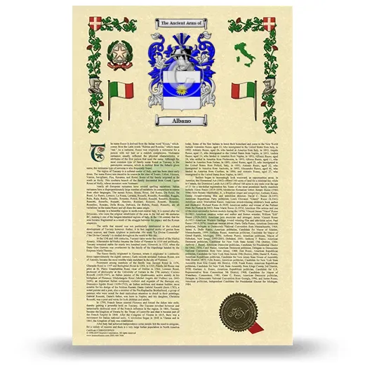Albano Armorial History with Coat of Arms