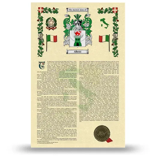 Albrisi Armorial History with Coat of Arms