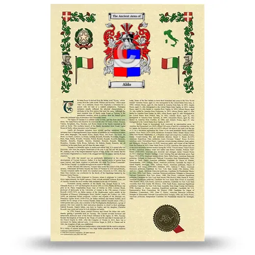 Aldo Armorial History with Coat of Arms