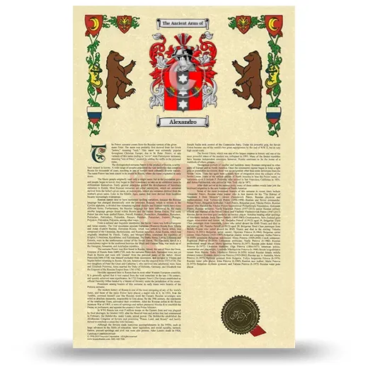Alexandro Armorial History with Coat of Arms