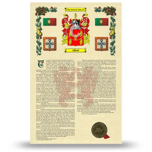 Alfred Armorial History with Coat of Arms