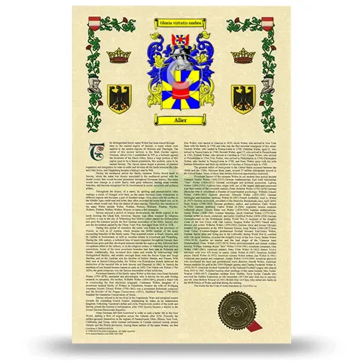 Alier Armorial History with Coat of Arms