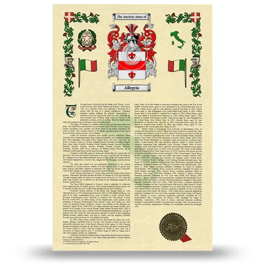 Allegria Armorial History with Coat of Arms