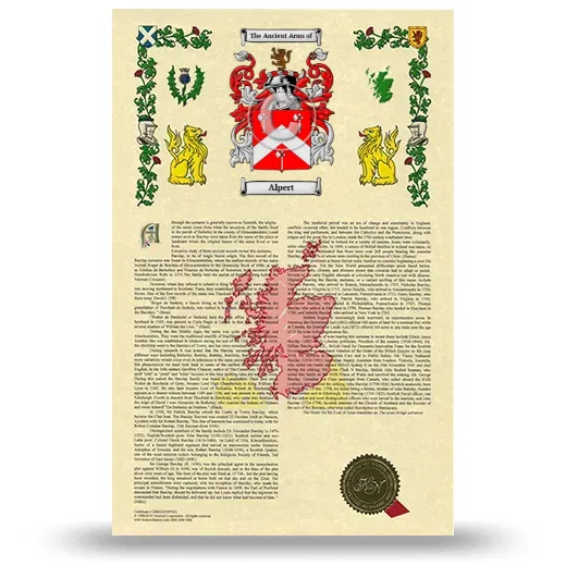 Alpert Armorial History with Coat of Arms
