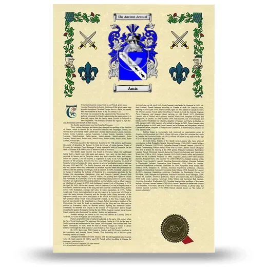 Amis Armorial History with Coat of Arms