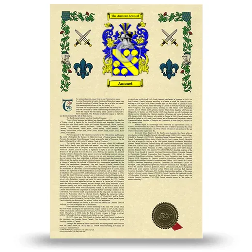 Amonet Armorial History with Coat of Arms