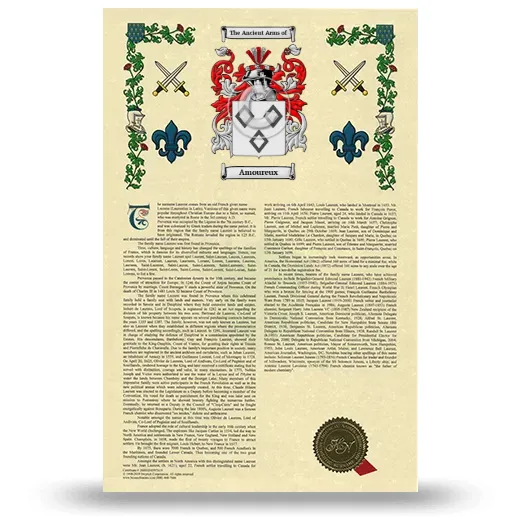 Amoureux Armorial History with Coat of Arms