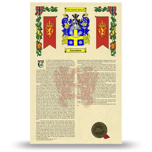 Amundson Armorial History with Coat of Arms