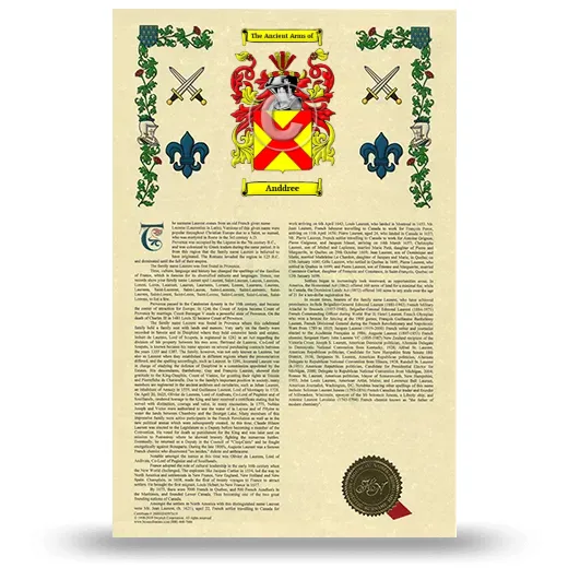 Anddree Armorial History with Coat of Arms
