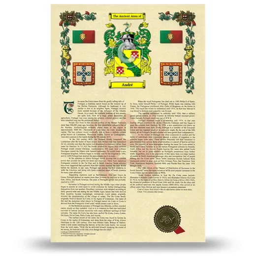 André Armorial History with Coat of Arms