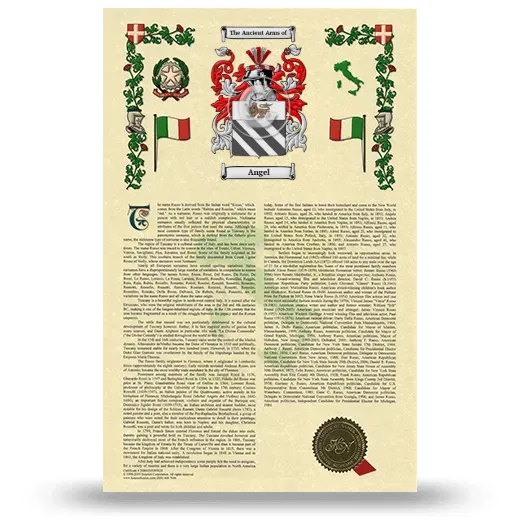Angel Armorial History with Coat of Arms