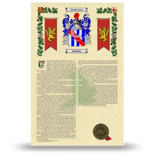 Annisley Armorial History with Coat of Arms