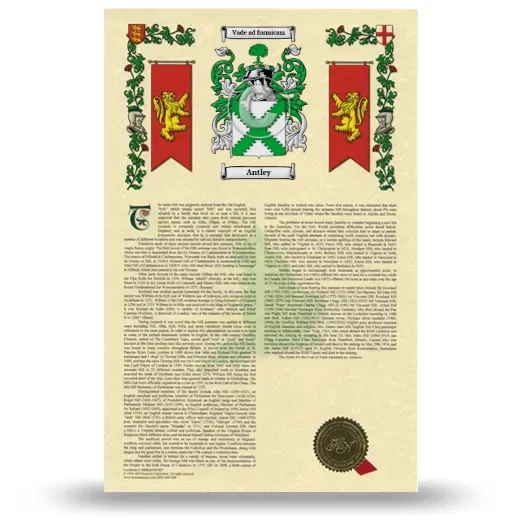 Antley Armorial History with Coat of Arms