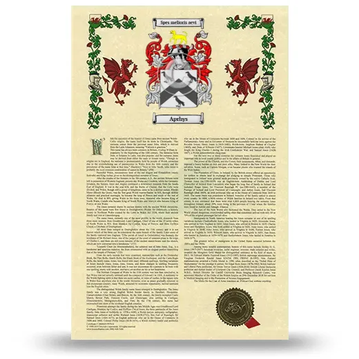 Aprhys Armorial History with Coat of Arms