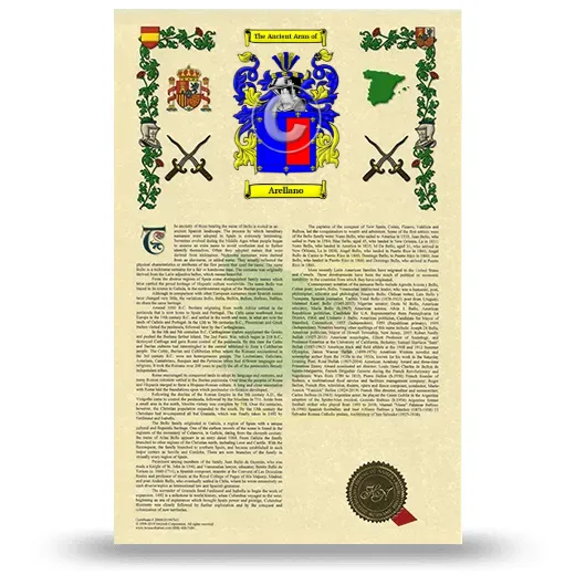Arellano Armorial History with Coat of Arms