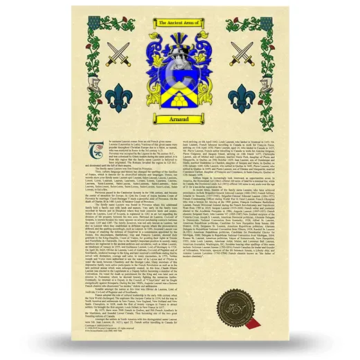 Arnaud Armorial History with Coat of Arms