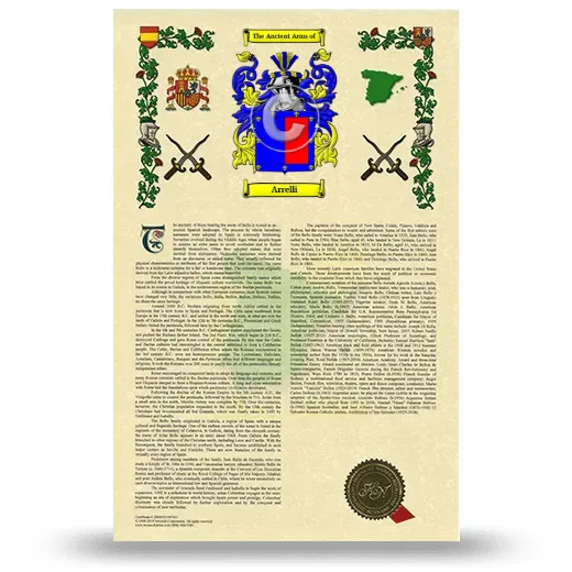Arrelli Armorial History with Coat of Arms