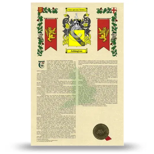Ashington Armorial History with Coat of Arms