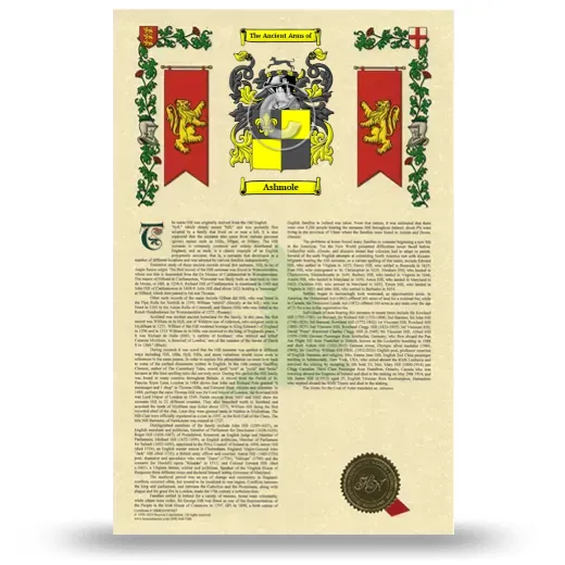 Ashmole Armorial History with Coat of Arms
