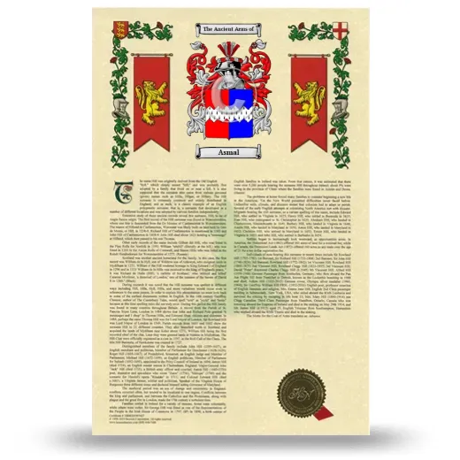 Asmal Armorial History with Coat of Arms