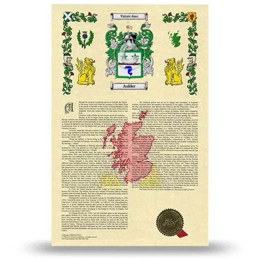 Aulder Armorial History with Coat of Arms