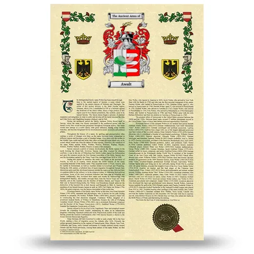 Awalt Armorial History with Coat of Arms