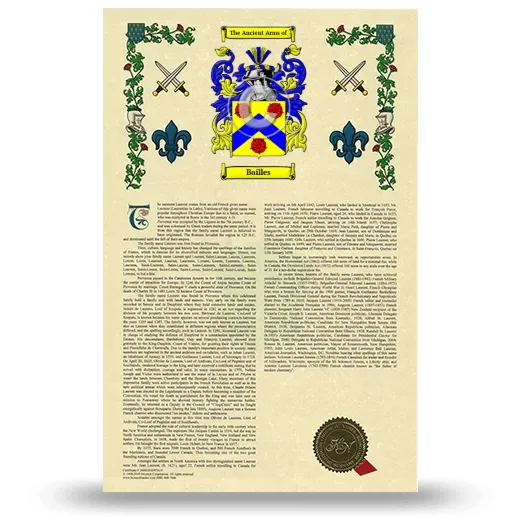 Bailles Armorial History with Coat of Arms