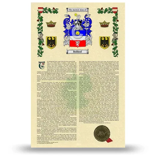 Baldauf Armorial History with Coat of Arms