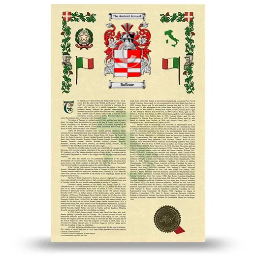 Ballone Armorial History with Coat of Arms