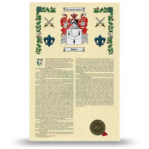 Balou Armorial History with Coat of Arms