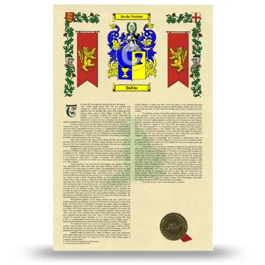 Baltin Armorial History with Coat of Arms
