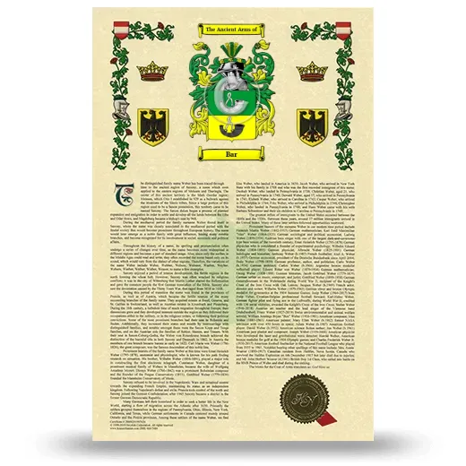 Bar Armorial History with Coat of Arms