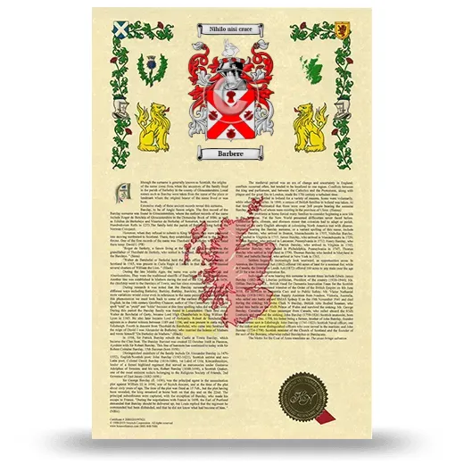 Barbere Armorial History with Coat of Arms