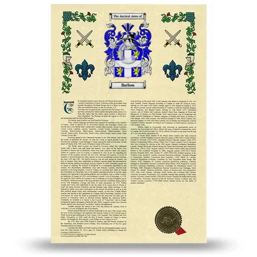Barbou Armorial History with Coat of Arms