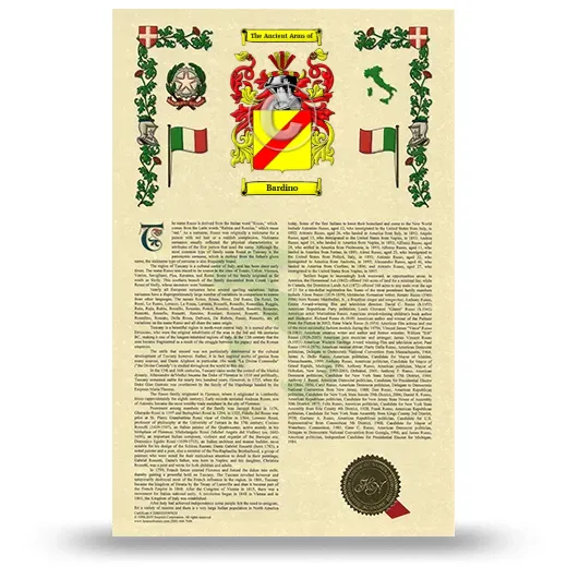 Bardino Armorial History with Coat of Arms