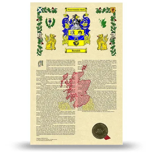 Barnish Armorial History with Coat of Arms
