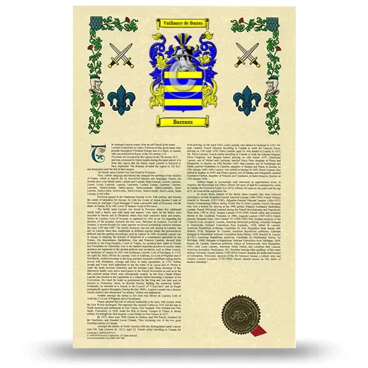 Barrass Armorial History with Coat of Arms
