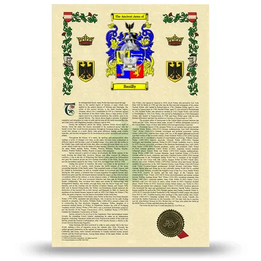 Basilly Armorial History with Coat of Arms