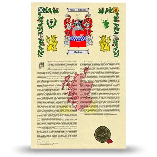 Baskin Armorial History with Coat of Arms