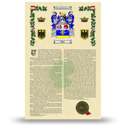 Bast Armorial History with Coat of Arms