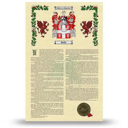 Bathe Armorial History with Coat of Arms