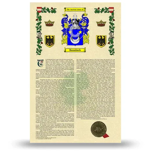 Baumbach Armorial History with Coat of Arms