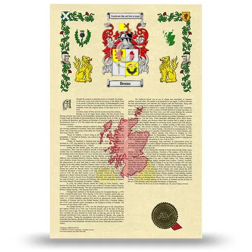 Beans Armorial History with Coat of Arms