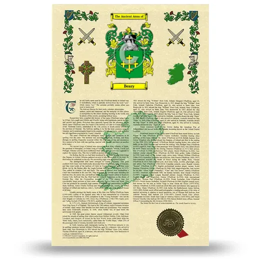 Beary Armorial History with Coat of Arms