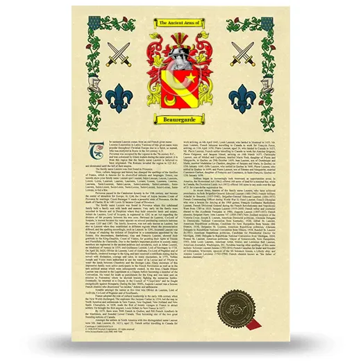 Beauregarde Armorial History with Coat of Arms