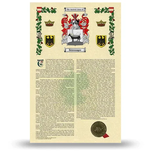 Beiswanger Armorial History with Coat of Arms